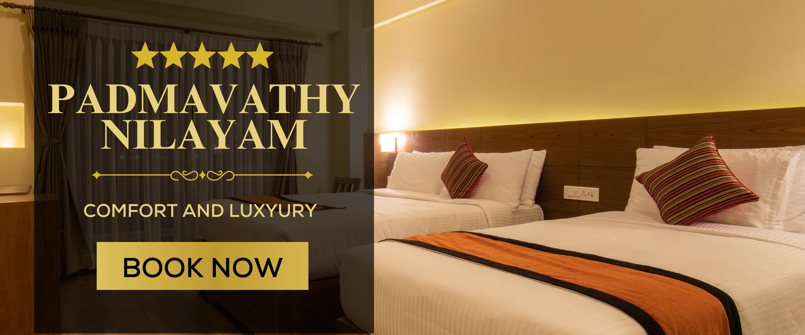 Black and Gold Elegant Hotel Promotion Banner (1920 x 800 px)